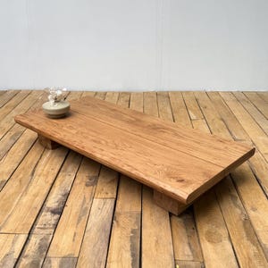 Chabudai Table, Low Profile Oak Coffee Table, Live Edge Japanese Floor Table, Wabi Sabi