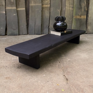 Wabi Sabi Solid Oak Bench: Low Industrial Console Table