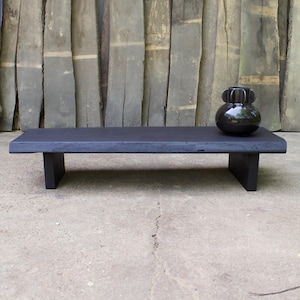 Wabi Sabi Solid Oak Bench: Low Espresso Console Table, 49-Inch