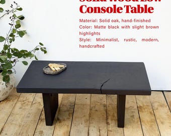 Handcrafted Black Oak Coffee Table: Modern Console Table