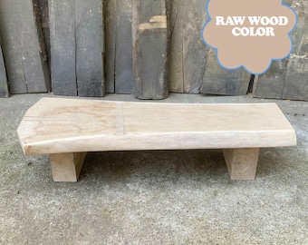Handmade Rustic Oak Bench: Low Console Table, Farmhouse Decor