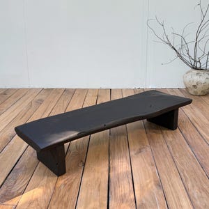 Thick Blackened Oak Bench, Live Edge Low Console Table, Entryway Shoe Bench
