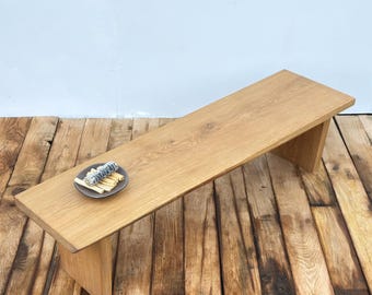 Solid Oak Bench Coffee Table | Handcrafted Japandi Seating, Live Edge Finish