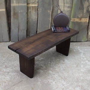 Wabi Sabi Coffee Table: Solid Ash, Dark Brown Japanese Style