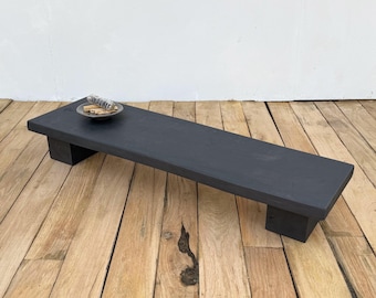 Solid Oak Low Bench: Rustic Japandi Entryway Seat, Coffee Table