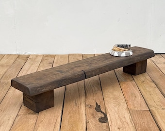 Solid Oak Bench – Narrow Entryway Bench – Handmade Wooden Bench – Rustic Hallway Bench – Single Slab