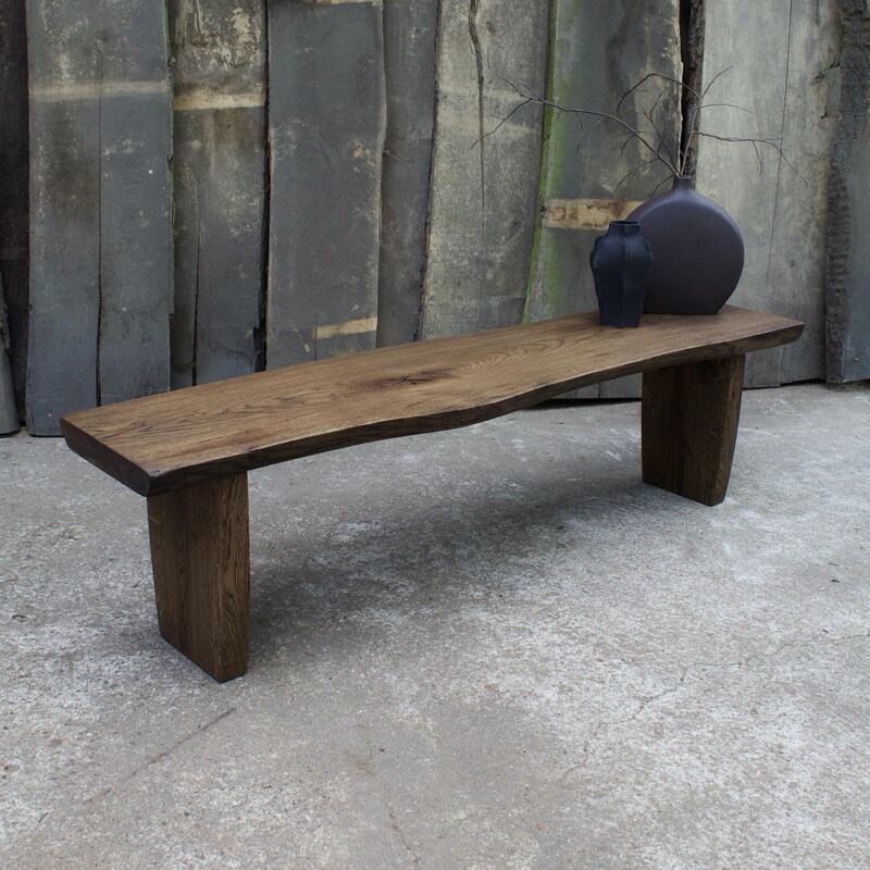 Dark Wood Bench - Etsy