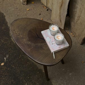 Handcrafted Oak Side Table: Mid-Century Modern Wabi Sabi Design