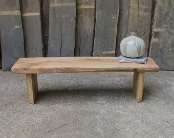 Reclaimed Oak Wabi Sabi Console Table: Rustic Low Bench