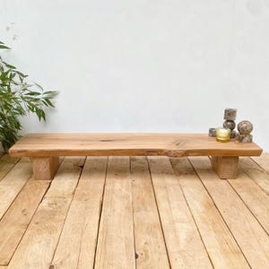 Reclaimed Oak Low Console Table: Wabi Sabi Rustic Bench, Live Edge