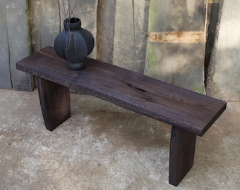 Reclaimed Oak Wabi Sabi Bench: Aged Wood Console Table