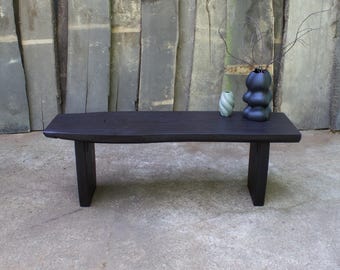 Wabi Sabi Dark Oak Bench: Rustic Entryway Console Table