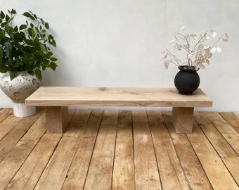 Handmade Solid Oak Entryway Bench: Minimalist Japandi Style