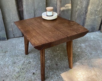 Handcrafted Solid Oak Coffee Table: Rustic Wabi Sabi Style