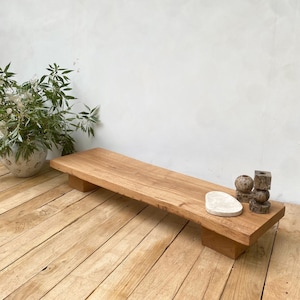 Reclaimed Wood Wabi Sabi Bench: Japandi Rustic Console Table