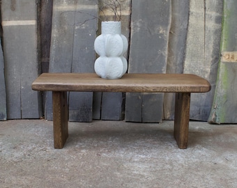 Solid Oak Minimalist Bench: Rustic Modern Coffee Table