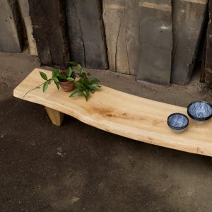 Wabi Sabi bench. Solid wood bench. Entryway low console. Wooden low console bench. Japanese side table. Long ash wood bench.