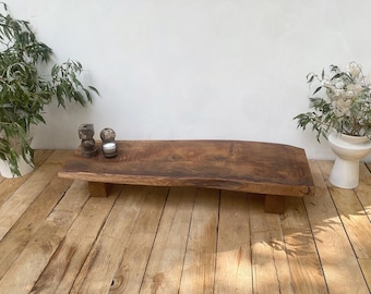 Live Edge Wood Bench: Rustic Handmade Wabi Sabi Decor - 40.5&quot;