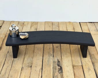 Curved Wood Bench – Black Ash Handmade Japandi Wabi Sabi Low Coffee Table