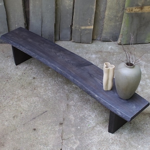 Wabi Sabi bench. Solid wood long bench. Industrial space console table. Japanese console table. Narrow low console. Ash wood low console.