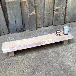 Reclaimed Oak Low Bench: Wabi-Sabi Rustic Wood Console - 46 in