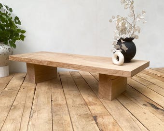 Handmade Solid Oak Chabudai Table: Minimalist Japandi Coffee Table