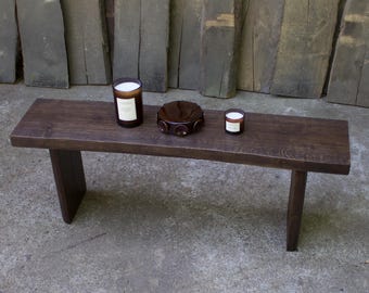 Solid Oak Bench: Wabi Sabi Reclaimed Wood Console Table