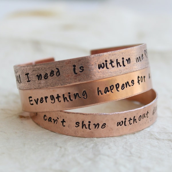 engraving bracelet, engraved bracelet, personalized bracelet, phrase bracelet, name bracelet, letter bracelet, copper bracelet