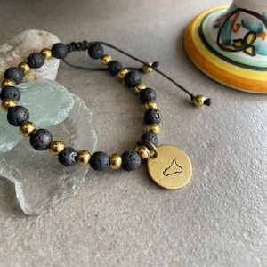 Sizilien Armband, Sizilien Kollektion, Sizilien Armband, Lavastein Armband, personalisiertes Armband, Buchstabenarmband, graviert
