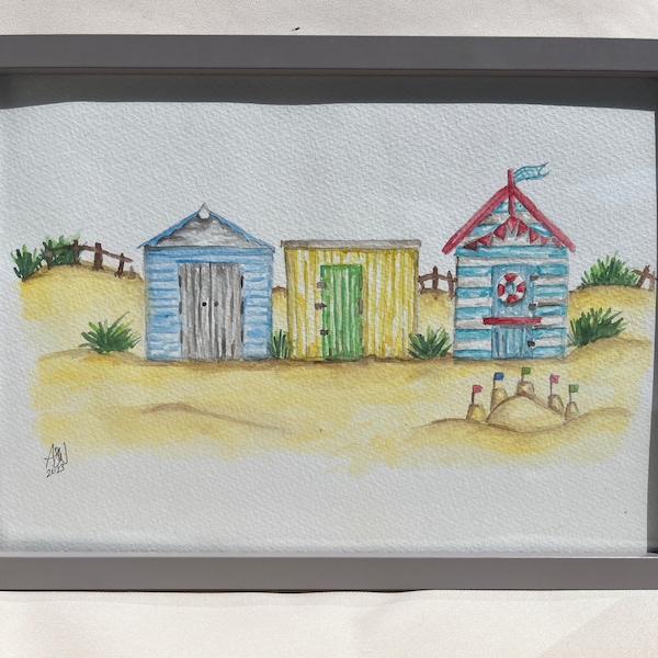 Beach Hut original water colour painting