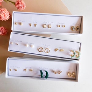 Boxed Stud Earrings Sets | Dainty Earrings Sets | Gift Ready Holiday Earring Sets