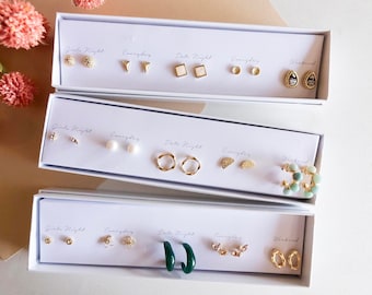 Boxed Stud Earrings Sets | Dainty Earrings Sets | Gift Ready Holiday Earring Sets