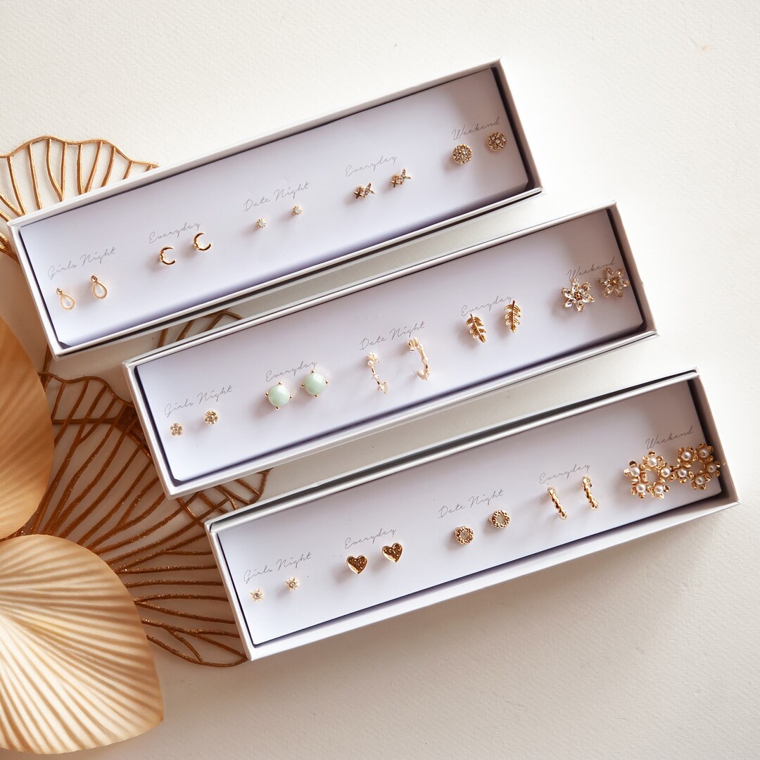 Boxed Stud Earrings Sets Dainty Earrings Sets Gift Ready Holiday