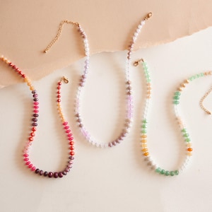 Collar de cuentas de arcoíris / Collar de piedras preciosas anudadas de varios colores / Collar de caramelos con gemas de regalo