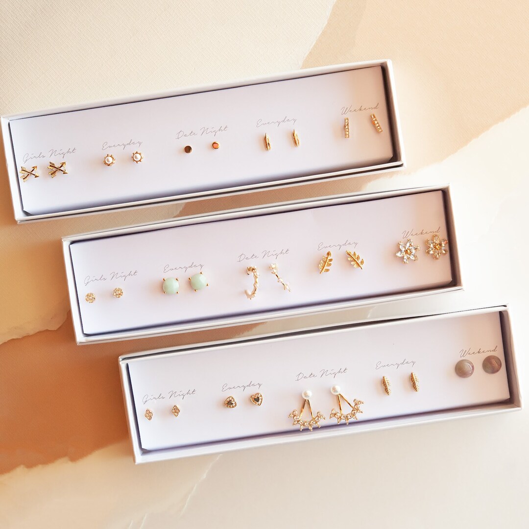 Boxed Stud Earrings Sets Dainty Earrings Sets Gift Ready Holiday