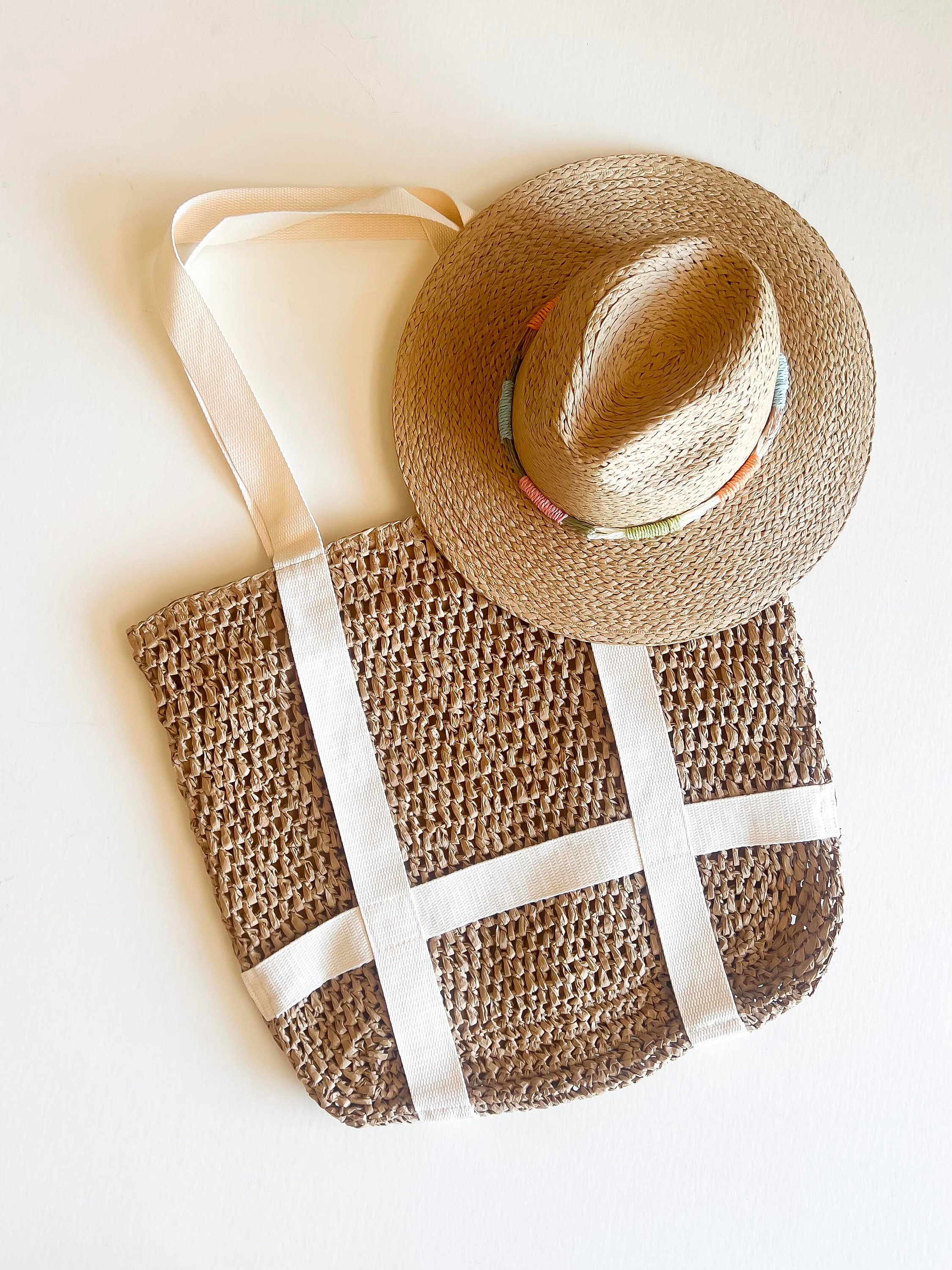 Beautiful Straw Woven Hat And Tote Bag Straw Tote Bag | The Fullerton Bag – Anya & Niki main image 3