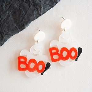 Boo Ghost Earring | Spooky Halloween Resin Dangle