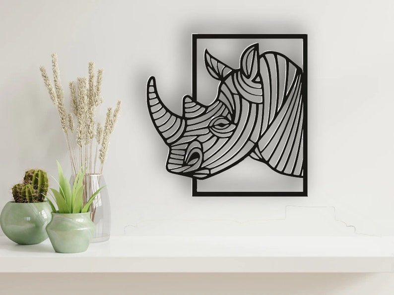 Laser Cut Rhino Head Wall Decor DXF SVG PDF File Etsy