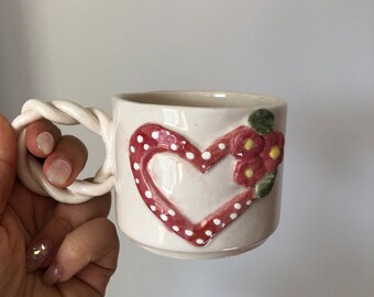 Flower Heart coffee mug. Flower Heart Ceramic Mug. Customized Ceramic Mug. Custom Design Coffee Cup. Coffee Mug. (Free Shipping)