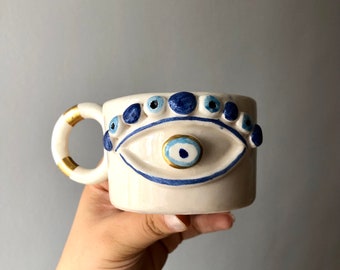 Eyes coffee mug. Eyes Ceramic Mug. Customized Ceramic Mug. Custom Design Coffee Cup. Coffee Mug. Customized Coffee Mug. (Free Shipping)