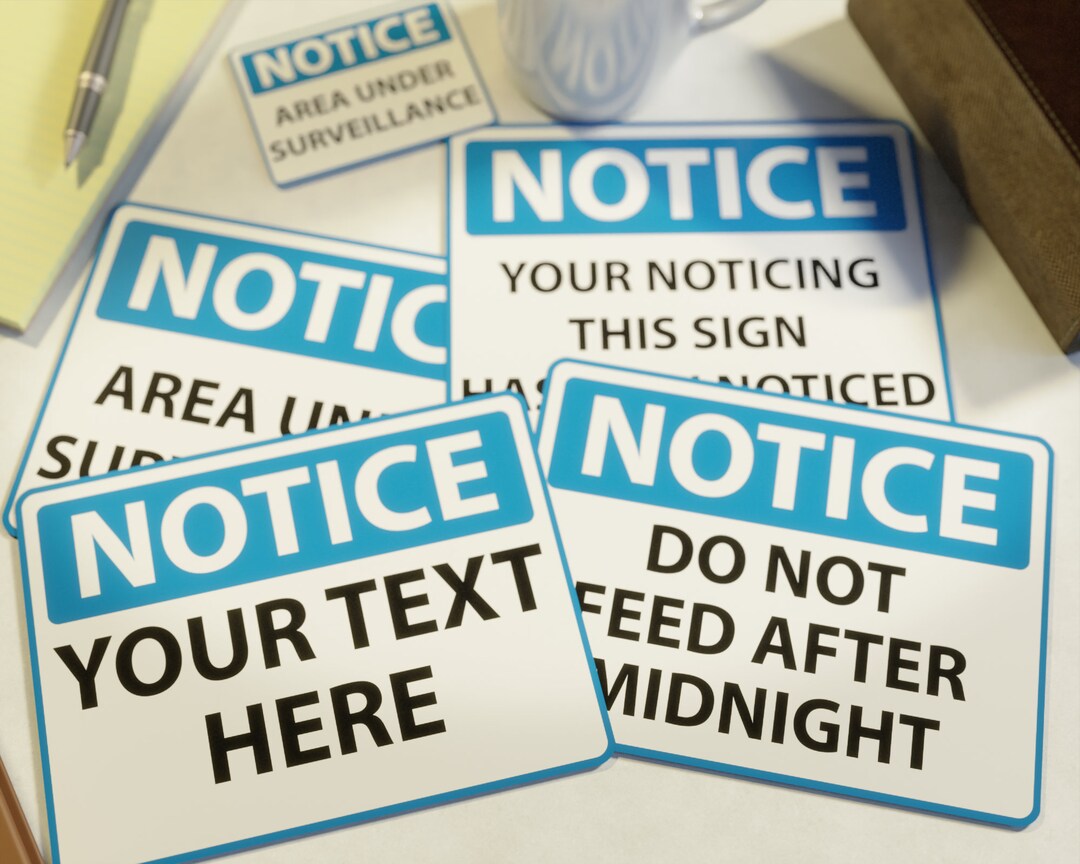 Notice Custom Decal or Magnet / Custom Notice Message / Notice Sticker ...