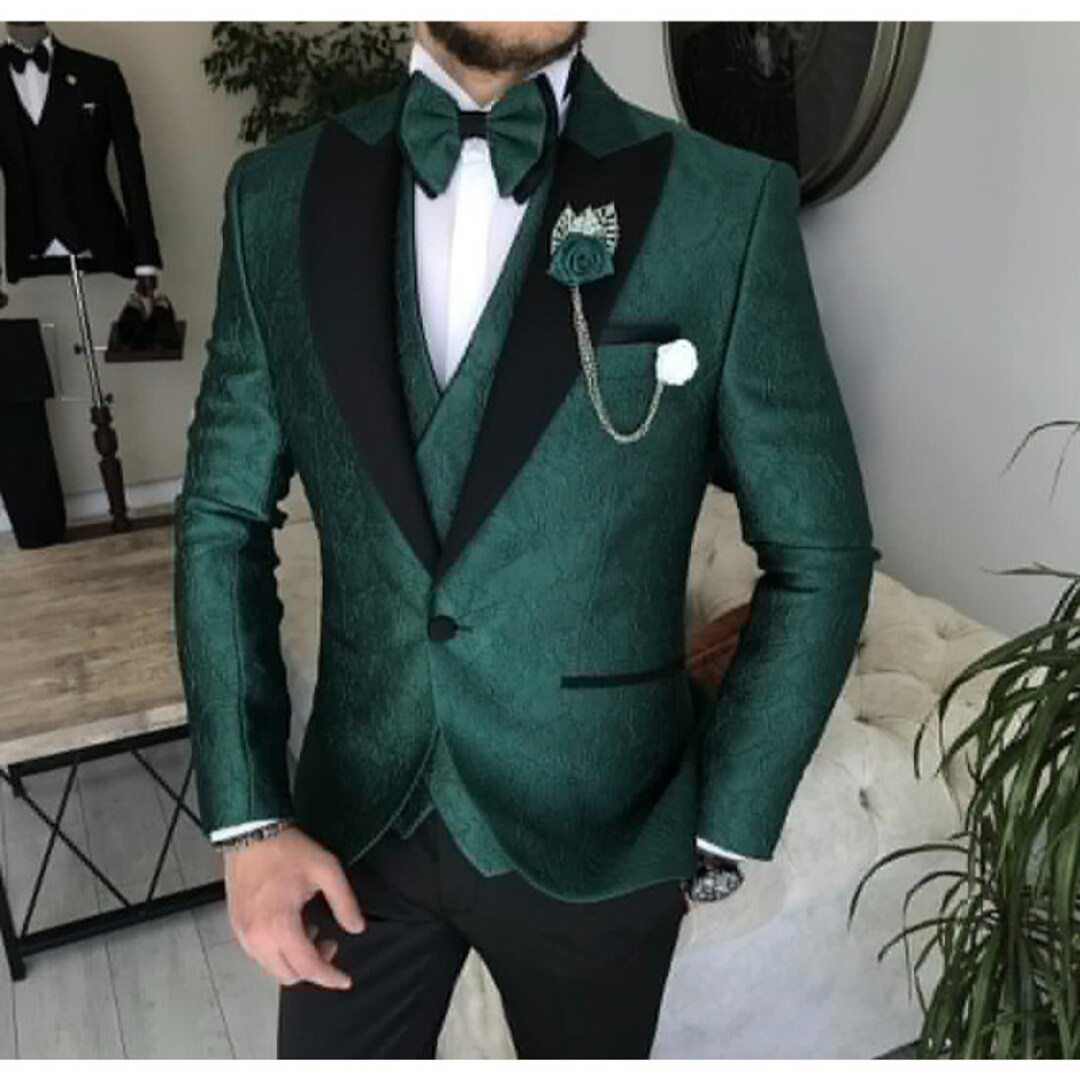 Men Suit 3 Piece Dark Green Slim Fit Elegant Formal Fashion - Etsy
