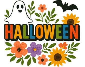 file format (jpg,png) Halloween Floral Ghost