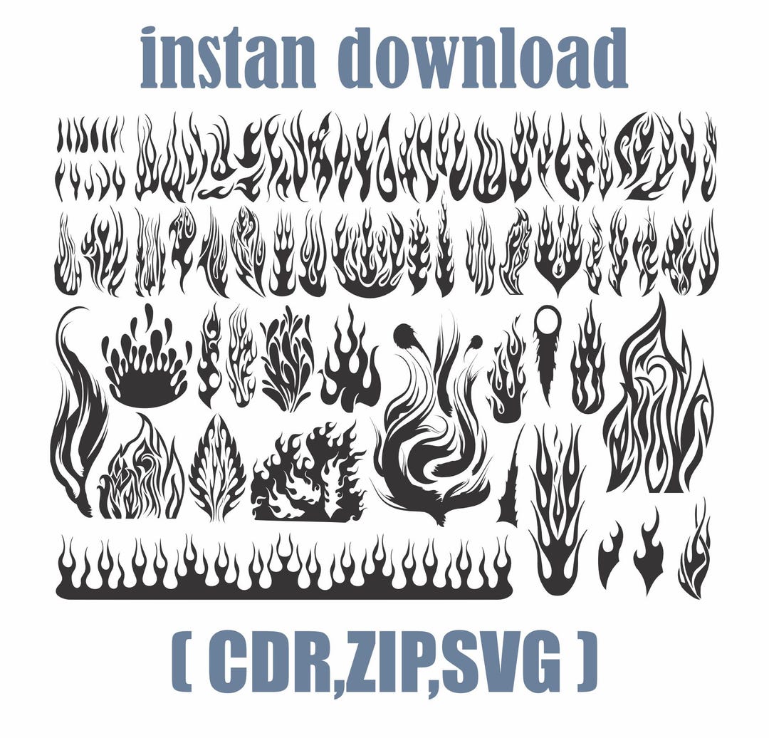 Fire Vector Blk Black Fire Vector Set – Instant Download for DIY Stickers & Prints - Etsy