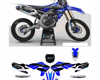 Custom Yamaha Motocross Graphics Kit  Blue & Black Decals with Number Plate 696  Dirt Bike Sticker Set,instan download