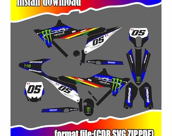CustomDirtBikeGraphicsKitBlue Red Yellow Motocross Decals,Number Plate 05Digital DownloadSVG,PDF,SVG,CDR
