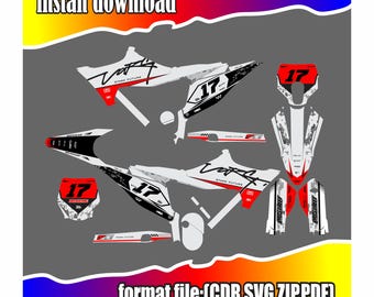 Custom Dirt Bike Graphics KitRed White Black Motocross Decals, Number Plate 17Digital Download SVGPDFCDRZIP