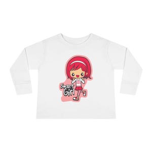 Cute Toddler Long Sleeve Tee - Smart Girl Design, Toddler Gift, Kids Fashion, Birthday Present, Everyday Wear, Cartoon T-Shirt