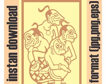 Indonesian Wayang Illustration, Traditional Caricature Art (Digital Download)