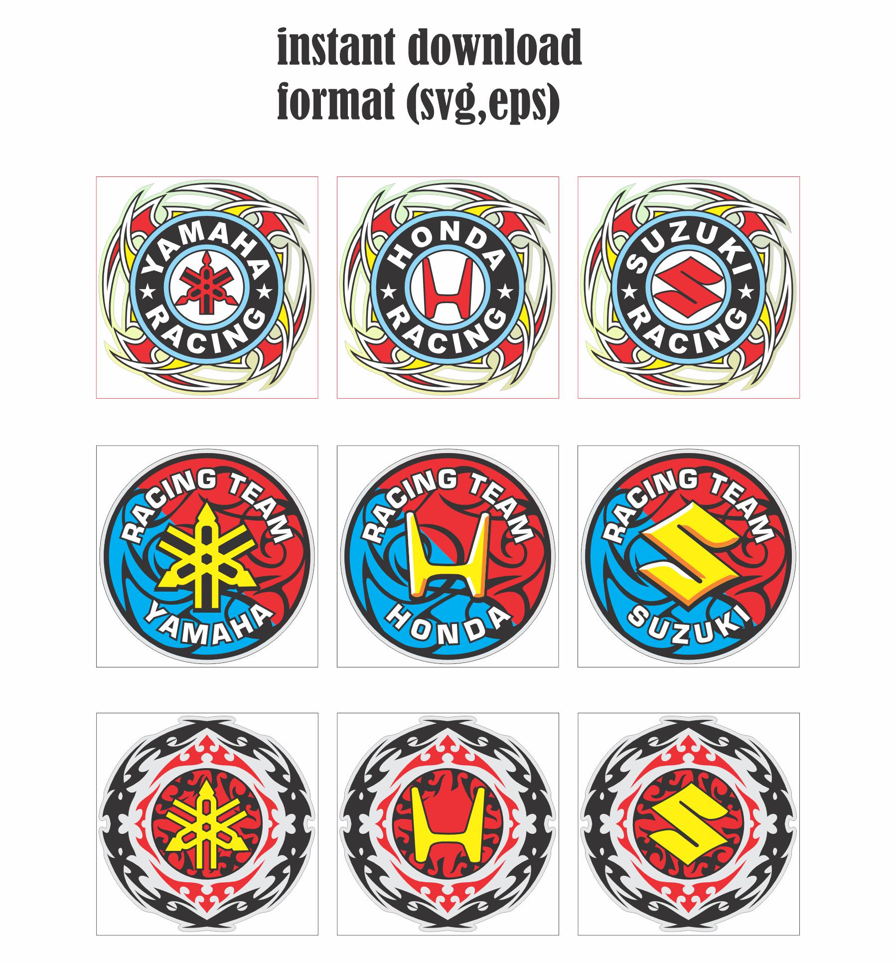 Custom Design Sticker Motorcycle Racing SVG Pack Yamaha Honda